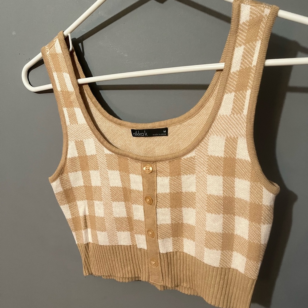 Checkered Sweater Crop Top